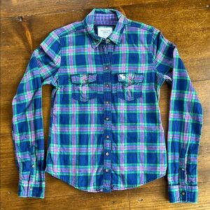 Abercrombie Plaid Flannel Button-Down Shirt Sz S